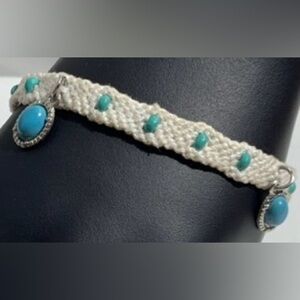 Hand crafted beaded with charms macrame bracelet